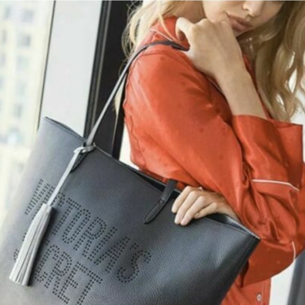 Victorias Secret Black and Silver Laser Cut Tote Bag